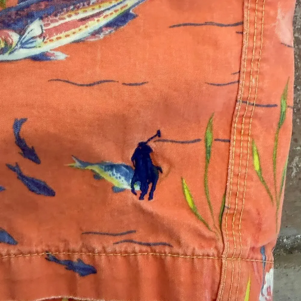 Ralph Lauren Polo Mens Size XL Fish Print Swim Trunks Shorts Tropical Resort